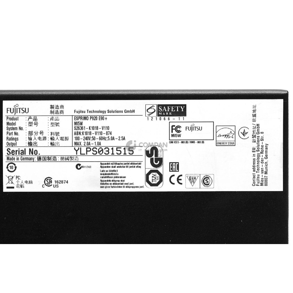 P920 E90+-2LFF-1SFF FUJITSU ESPRIMO P920 1X INTEL CORE I5-4590 @ 3.30GHZ RAM 8GB (4X 2GB DDR3 4X 1600MHZ)